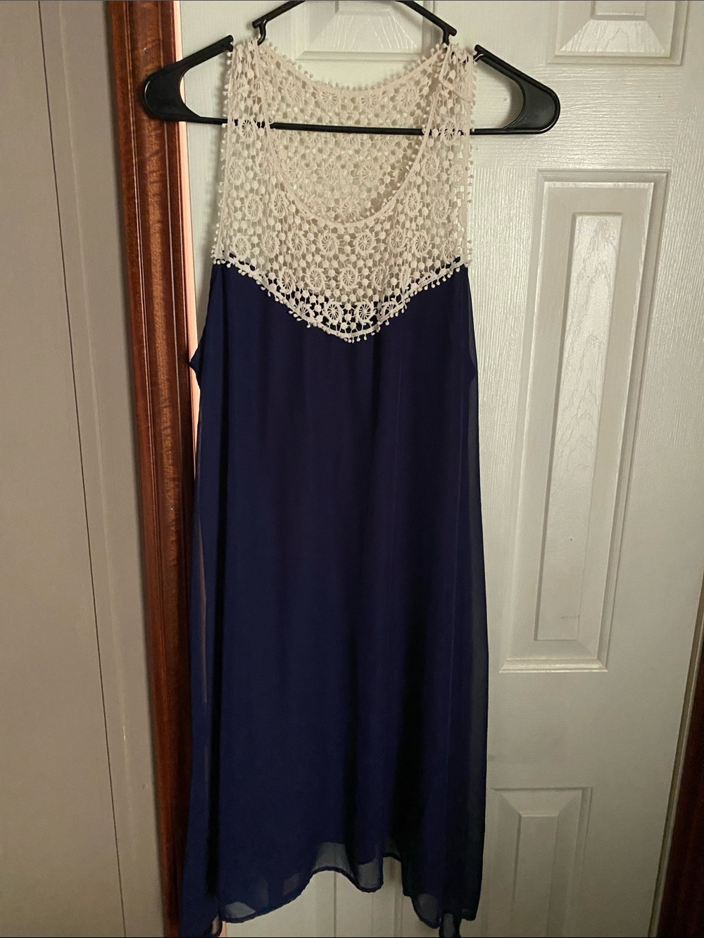 NAIF Navy Maxi Dress with Cream Crochet Yoke
